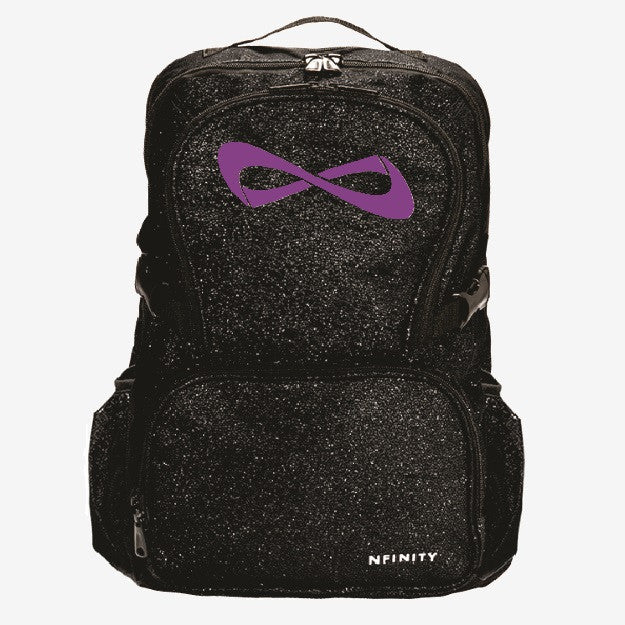 Nfinity Black Sparkle Backpack - Purple Logo