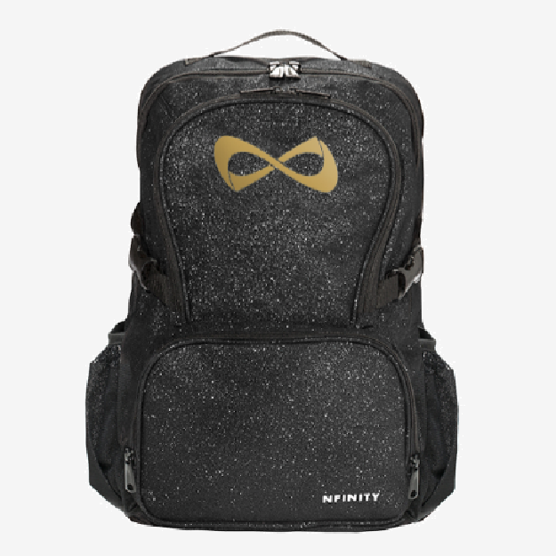 Nfinity Black Sparkle Backpack Gold Logo Total Spirit Cheerleading