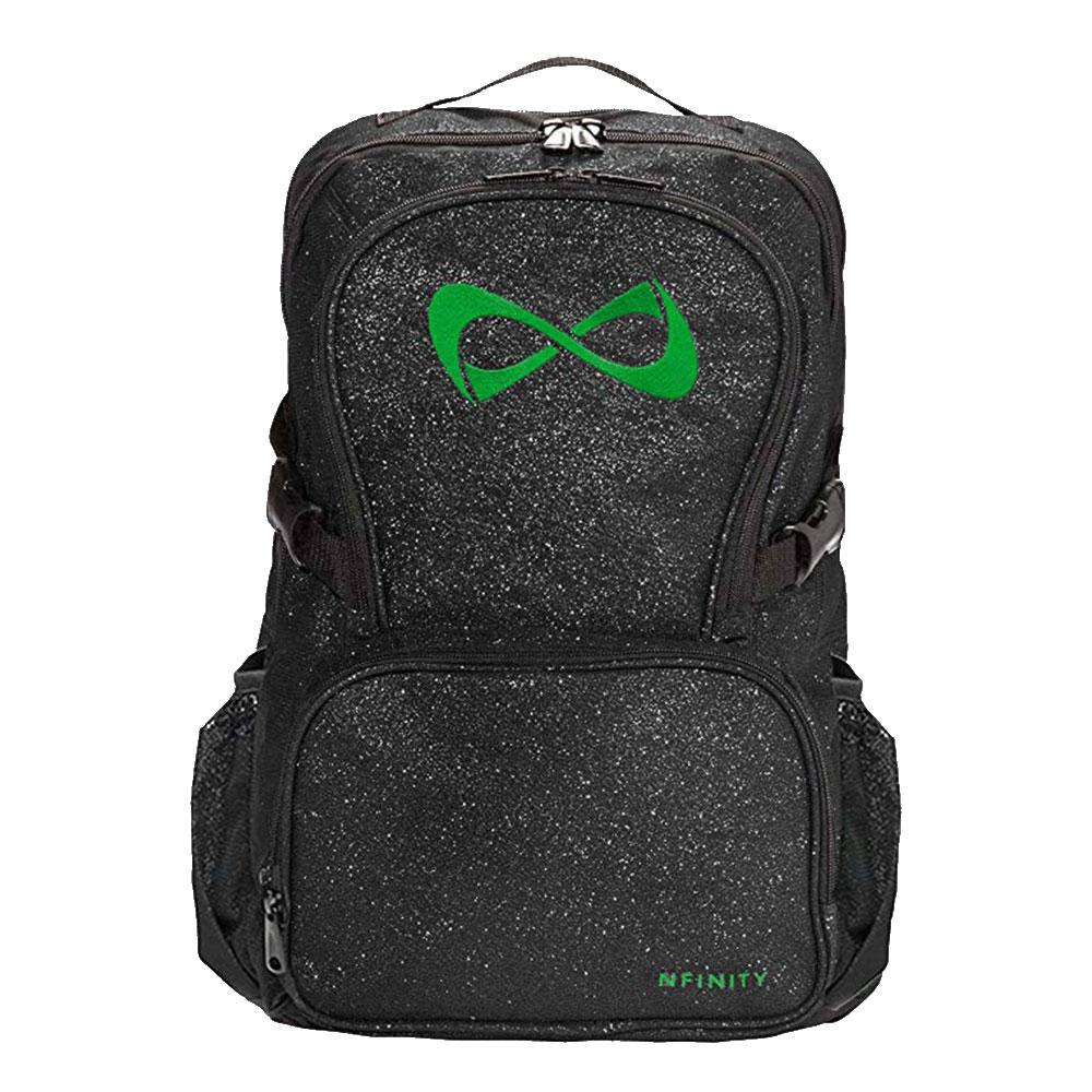 Nfinity Black Sparkle Backpack - Kelly Green Logo