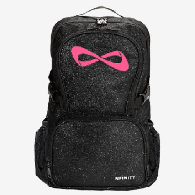 Nfinity Black Sparkle Backpack - Pink Logo